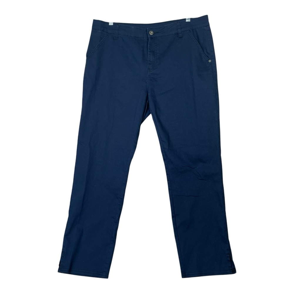 Prana Women Pants Blue Hiking Travel Stretch  Straight Pockets Size 14 EUC